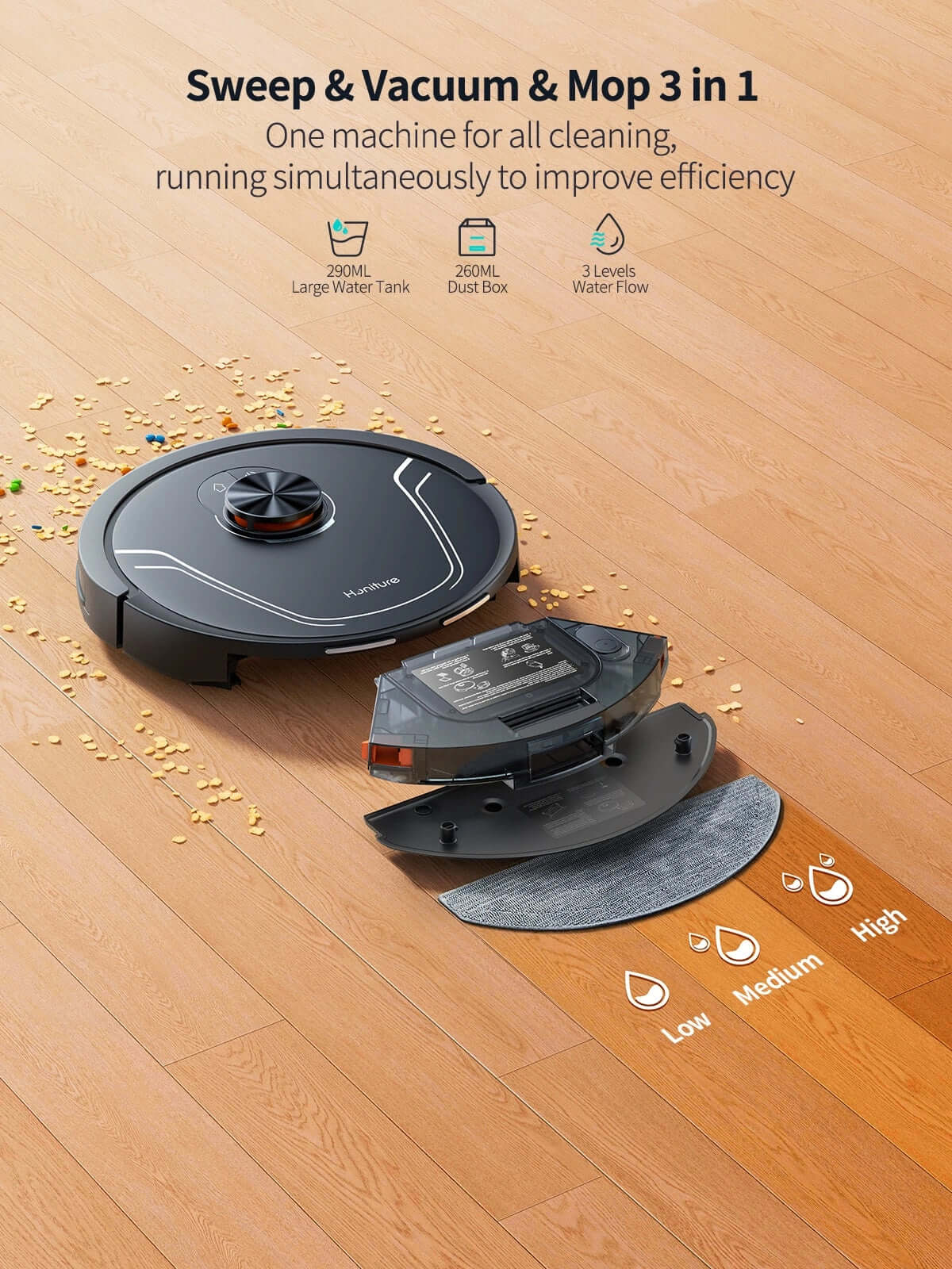 Honiture V8 Pro 5000Pa Hurricane Suctionn 5.0 LiDAR Navigation Robot Vacuum